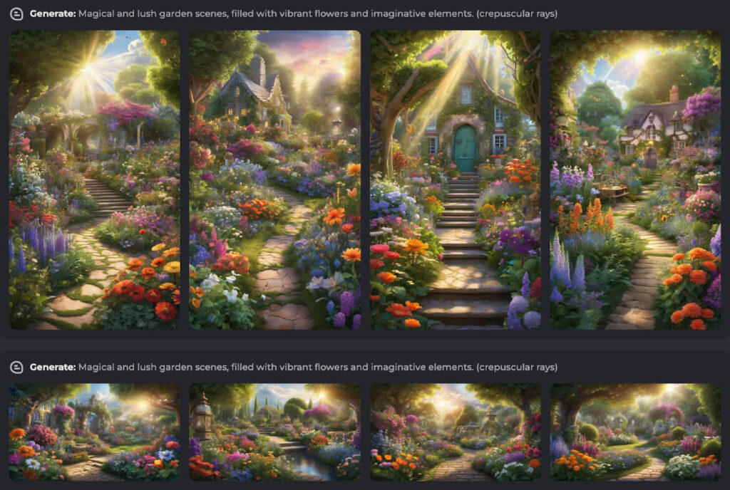 Magical and lush garden scenes