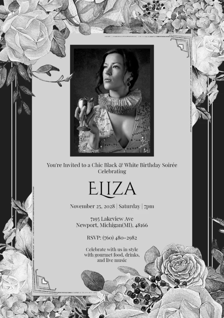 Black and White Elegant Affair Invitation Card Pixlr Template