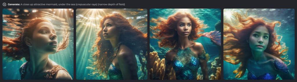Mermaid Under the Sea Pixlr AI Image Generator prompt